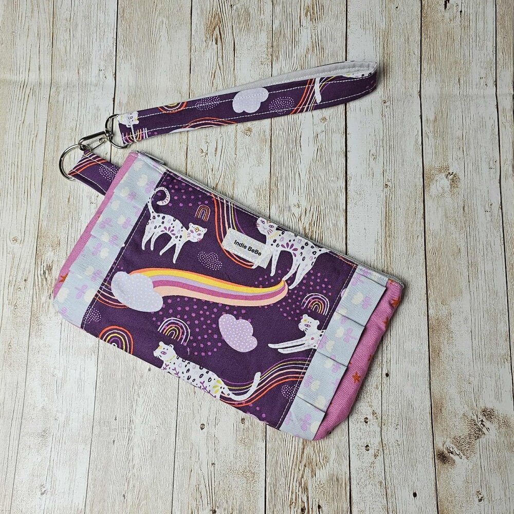 Rainbows and Jaguars Wristlet Wallet Purse: Gift for Women